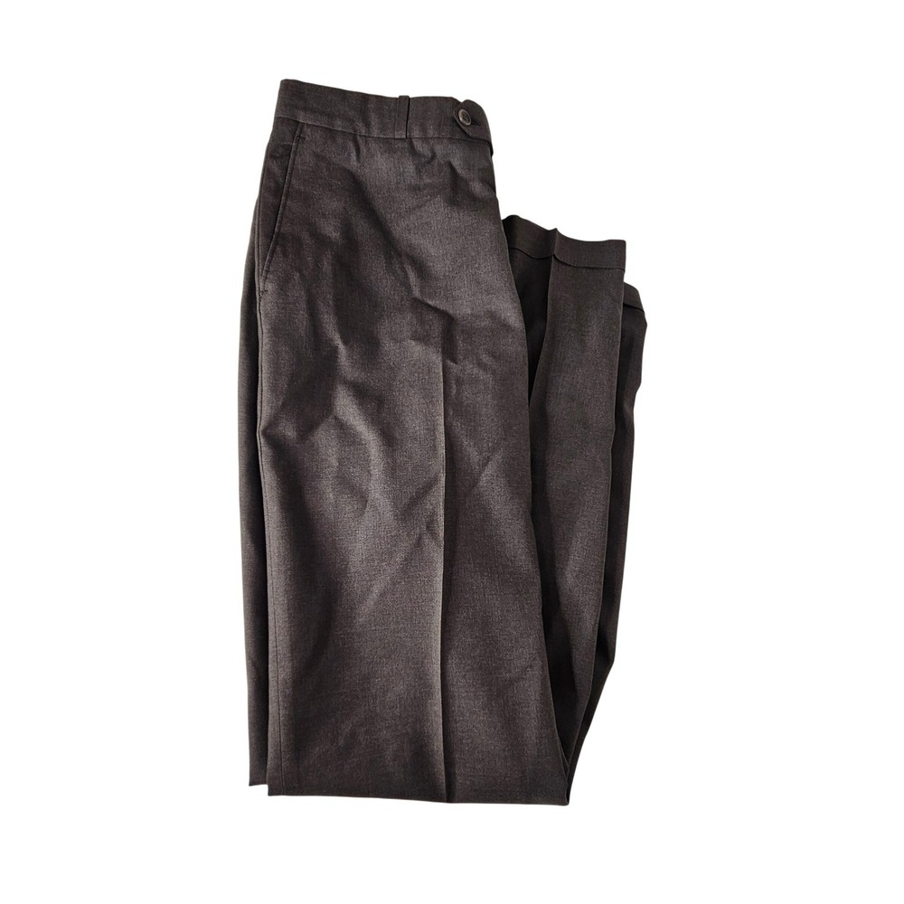 Cricketeer Men's 100% Wool Dress Trousers Brown Charcoal Cuffed Flat Front Waist